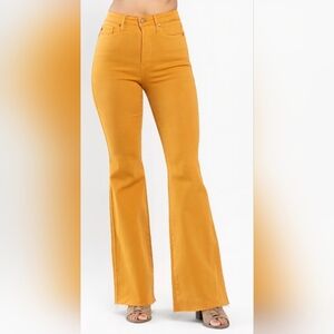 Judy Blue High Rise Tummy Control Garment Dyed Flare Jeans Marigold 11/30 NEW